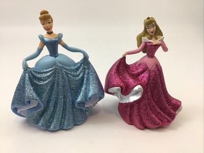Disney Store Disney Glitter Princess Figures Lot of 2 Aurora Cinderella Toy 3.5 