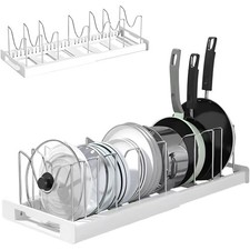 Expandable Pan Organizer 7 Adjustable Compartments for Pots, Lids Utensils