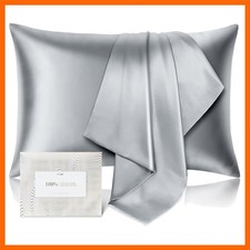 100 Pure Mulberry Silk Pillowcase for Hair and Skin - Allergen Resistant Dua...