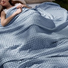 Cooling Cotton Waffle Queen Size Blanket - Lightweight Breathable Summer Blanket