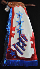 Custom Made Metallic Leather Chaps/ Patriotic Rodeo Royalty Chaps/Made In USA