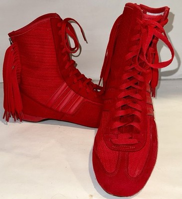 Adidas By Stella McCartney  Rasant Red Fringe High-Top Sneakers Women 9