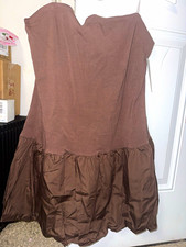 Wild Fable Brown Solid Knit Strapless Sleeveless Ruffle Hem Mini Dress Large NWT