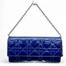 Christian Dior Navy patent leather chain bag Vintage Authentic From Japan