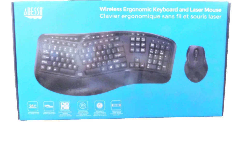 Adesso WKB-1500GB Wireless Ergonomic Keyboard And Mouse Open Box Display - Image 2 of 4