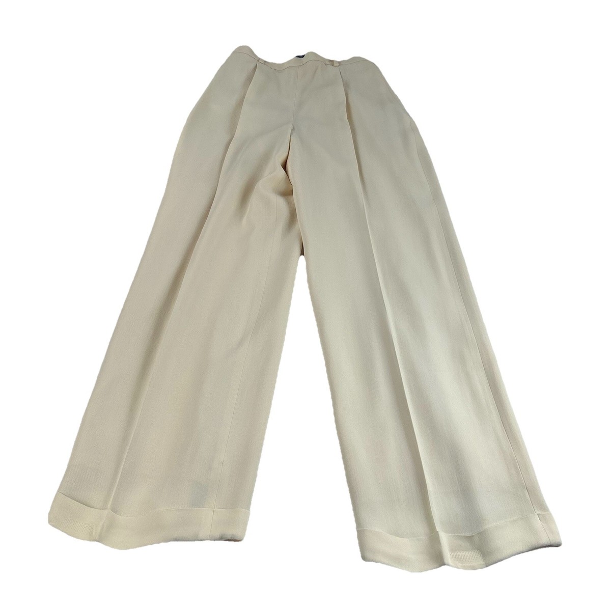 Ralph Lauren Mascarpone Cream Pleated Georgette Wide-Leg Trouser 