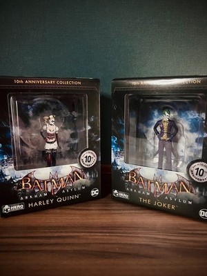2 Figuren Eaglemoss Batman Arkham Asylum Joker Harley Quinn 1/16 Neu 10th