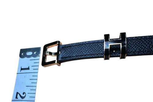 HERMES Pop H Paris France black leather enamel womens thin gold belt 80 M 31.5" - Picture 11 of 11
