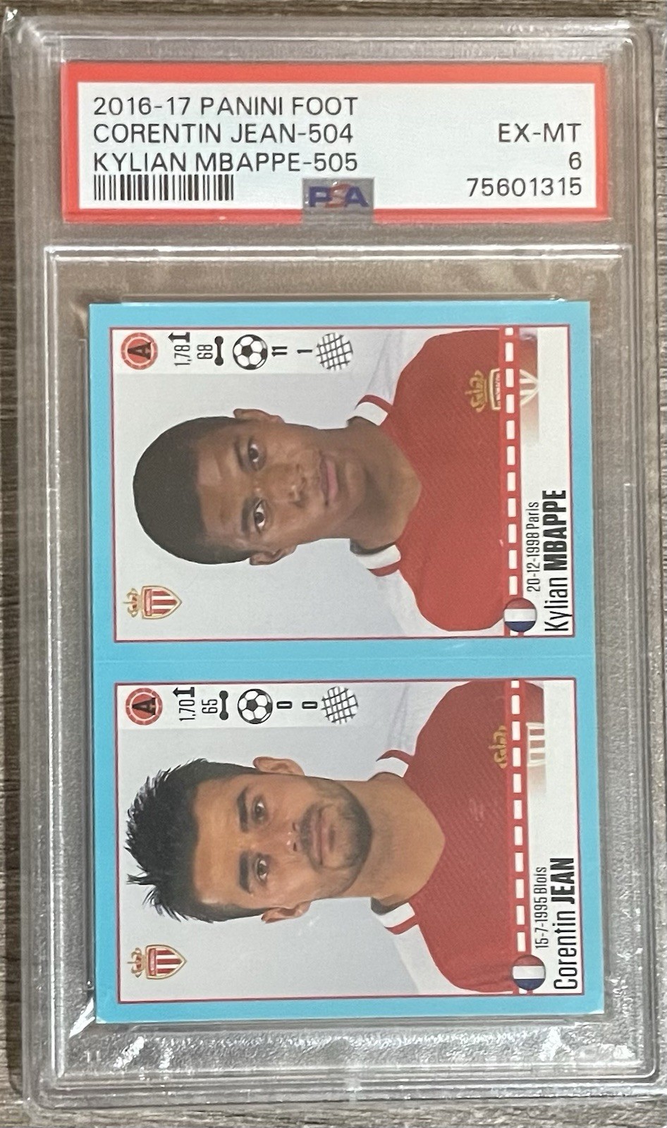 2016-17 Panini Foot, Kylian Mbappe #505, True Rookie! PSA 6