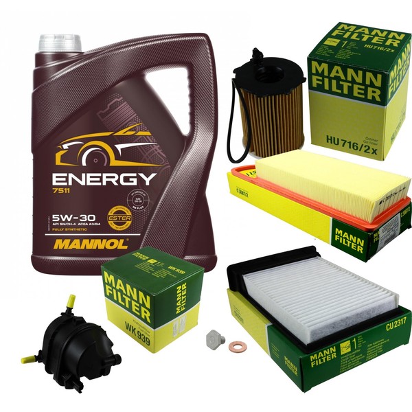 Mann Inspektionspaket Filterset 5L Mannol Energy 5W-30 FüR Toyota Aygo 1.4 Hdi-image