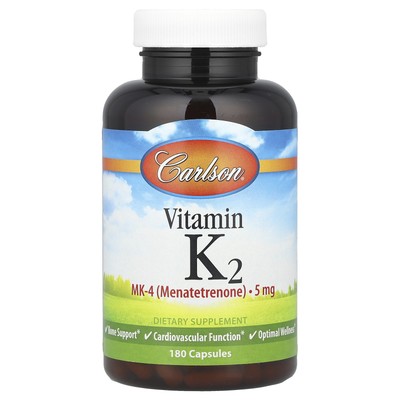 Carlson Labs Vitamin K2 MK-4 Menatetrenone  5 mg 180 Capsules Gluten-Free,