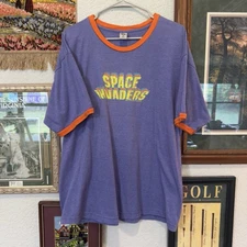 Vintage 00s RARE Space Invaders Alien Movie Promo Ringer Shirt Size XL