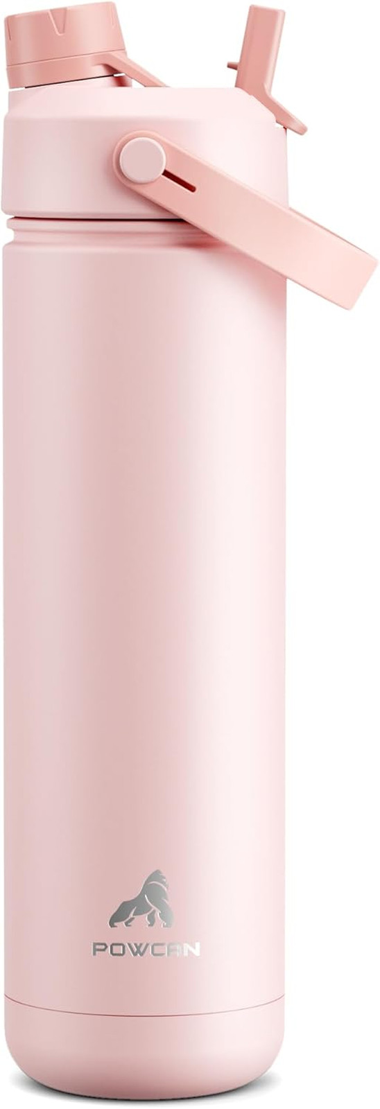 26 oz Insulated Water Bottle with 2-in-1 Straw and Spout Lid, Keep Cold 24H, Lea