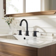 8 Inch 2 Handles 3 Hole Widespread Bathroom Faucet with Valve and Metal Pop-U...