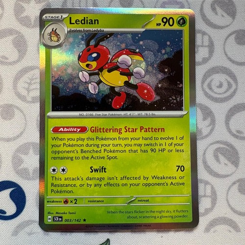 Ledian 3/142 Rare Stellar Crown Pokemon Holo Near Mint