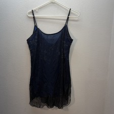Vtg Gilligan  O'Malley Slip Dress Sz L Babydoll Sheer Embroidered Nightgown