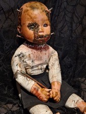 OOAK Creepy Doll 18 In Tall Halloween Prop Handmade Sits And Lays