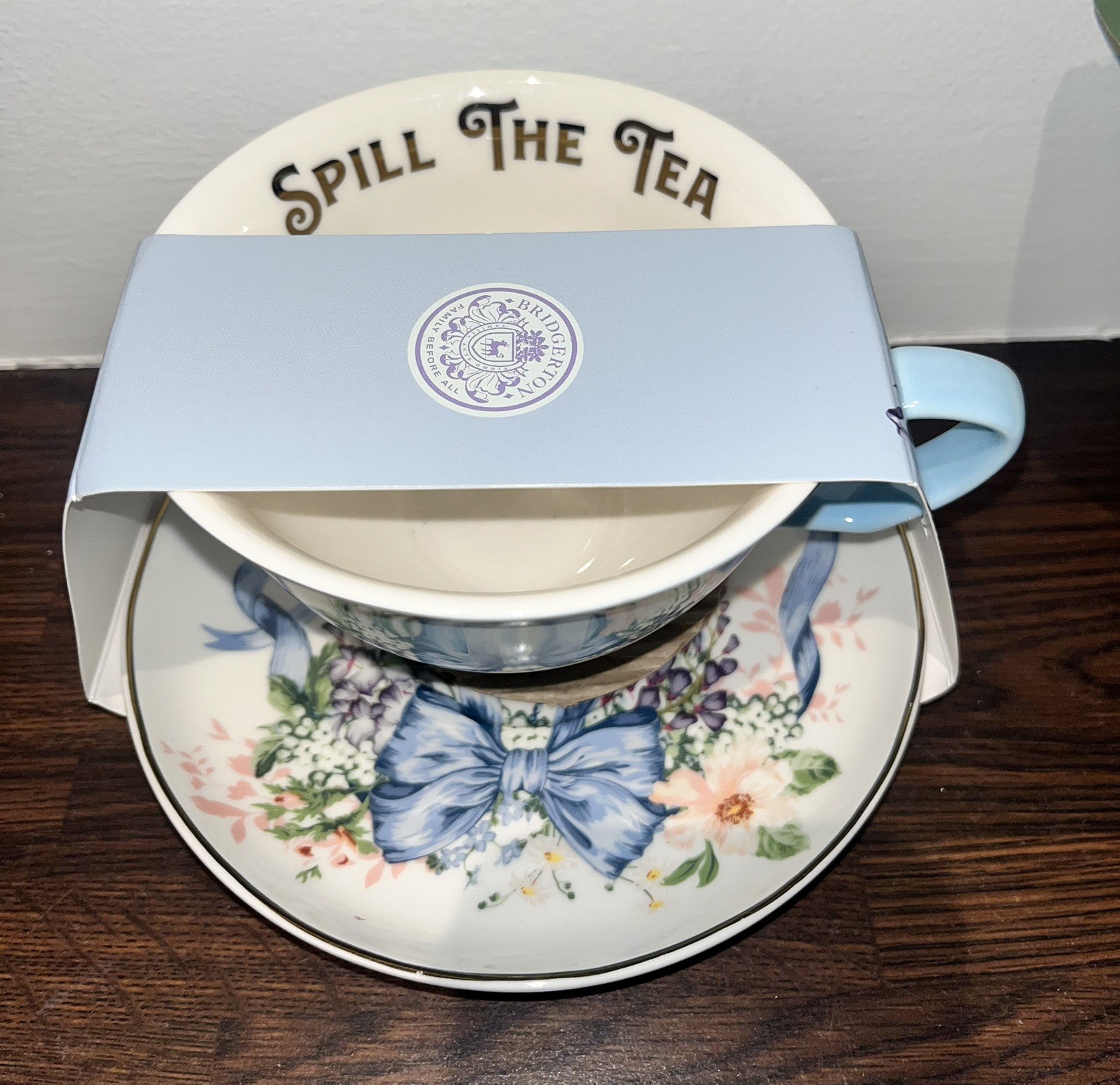 Bridgerton Tea Cup and Saucer Set 'Spill The Tea' New LIMITED EDT  2026  Asda