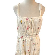 GAP Smocked Waist Tiered Mini Dress XL White/Off Coastal Lobster Shell Print