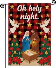 Christmas Holy Night Garden Flag 12x18 Inch Double Sided Winter Holiday Nativity