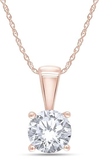 1/2-1.00 Ct Round-cut Lab Grown Diamond Solitaire Pendant Necklace in 14K Gold