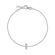 Ladies 9ct White Gold Diamond Set Initial I Bracelet