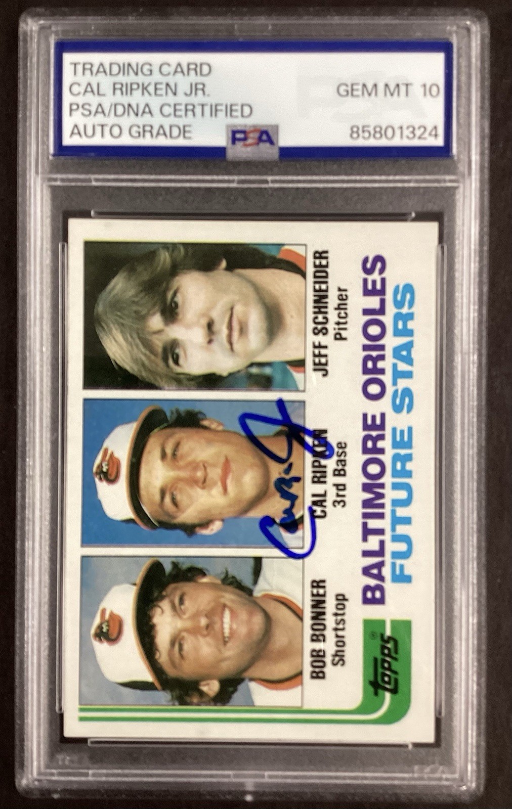 Cal Ripken Jr. Signed 1982 Topps #21 Baseball Card Orioles Autograph PSA/DNA 10