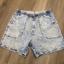 VNTG 80s Bristol Blues Acid Wash Shorts Women  s/Men's Elastic Waist w/pockets