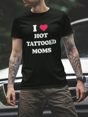 I LOVE Hot Tattooed Moms black shirt unisex All sizes