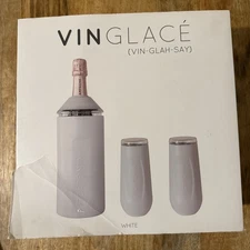 Vinglace Champagne Bottle Chiller Gift Set Portable Stainless Steel New White