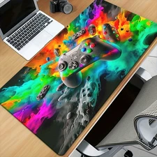 Vibrant Game Controller & Controller Design Desk Mat - Rubber Gaming Mouse Pad w