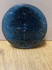 Blenko Handmade Blue Art Glass Scales of Justice Paperweight