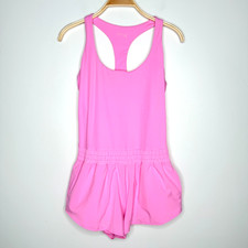 Aerie Offline Tank Romper Size Large Pink Athletic Pockets