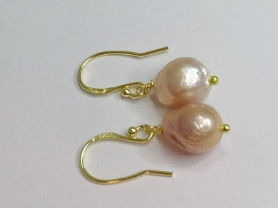 24 ct gold vermeil 925 Sterling  Cultured Freshwater Kasumi Pearl earrings 492 - Image 1 of 4