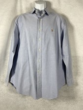 Vintage Polo Ralph Lauren Oxford Shirt Mens 16.5 Blue Button Down Classic Fit
