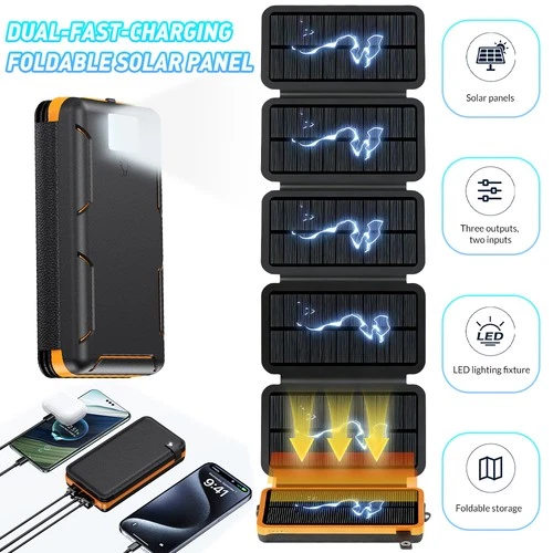 Solar Charger Power Bank 46800mAh 6 Panels Fast Charging External Battery Pack - product listing photo