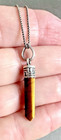 Vtg TIGER EYE CRYSTAL PENDANT in Artisan Sterling Silver + 17" STERLING CHAIN — photo 3