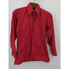Pierre Cardin Red Button Up Dress Shirt Men s 15.5x32 Long Sleeve Classic