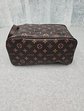 Journeyman Cosmetic Bag Travel Toiletry Organizer Double Zipper Brown Pattern