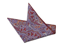 Gascoigne Pocket Square Cotton Paisley Red Purple Orange White Men's