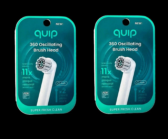 Quip 360 Oscillating Electric Soft White 2 Toothbrush Compact Heads Refill 2Pack