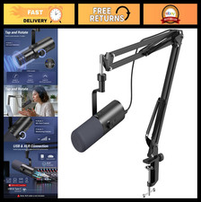Dynamic Podcast Microphone for Creators - XLR/USB, AI Noise Cancellation, Mute,