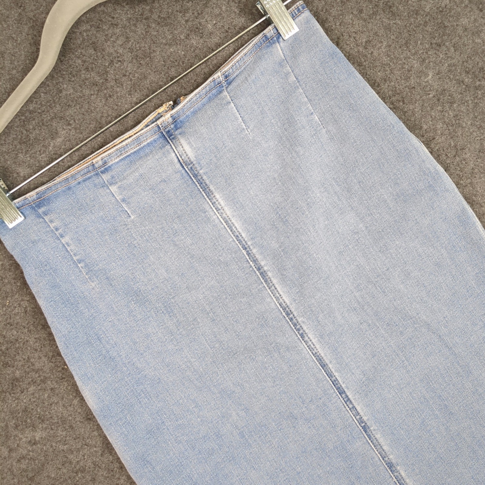 American Eagle Light Wash Blue Denim High Waisted Midi Penci