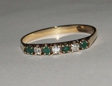 9ct Yellow Gold Emerald And Diamond Ring Size X