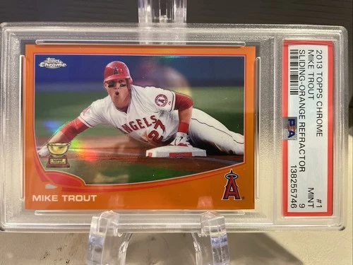 2013 Topps Chrome - Mike Trout #1 Sliding Orange Refractor PSA 9 LA Angels