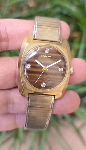Rare 1974 Bulova Automatic TIGER'S EYE  Diamond Dial 12438-8Y ...
