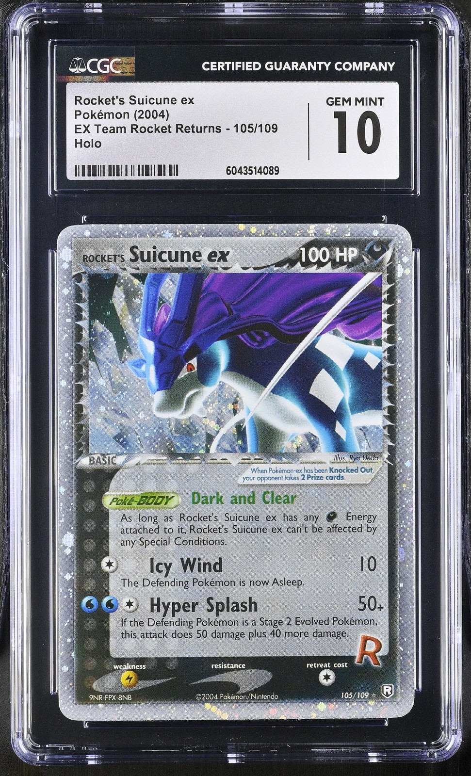 CGC 10 Rocket's Suicune ex EX Team Rocket Returns 105/109 Holo Pokemon Card 