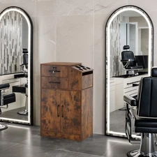 Locking Barber Station with 2 Drawers Cabinet ,Beauty Salon Storage Equipment