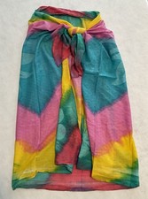 Womens Swim Cover Up Sarong Beach Wrap Scarf Pastel Geometric Print 66  x 40  