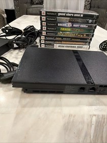 Sony PS2 Slim SCPH-70012 Console Bundle w/ 2 OEM Controllers, 7 Games & GTA